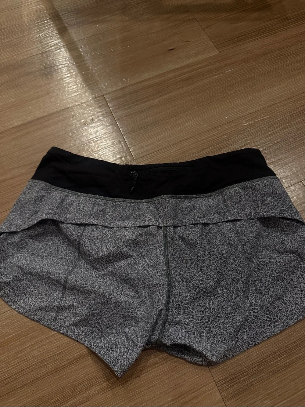 lululemon athletica Black Waistband Gray Patterned Athletic Shorts